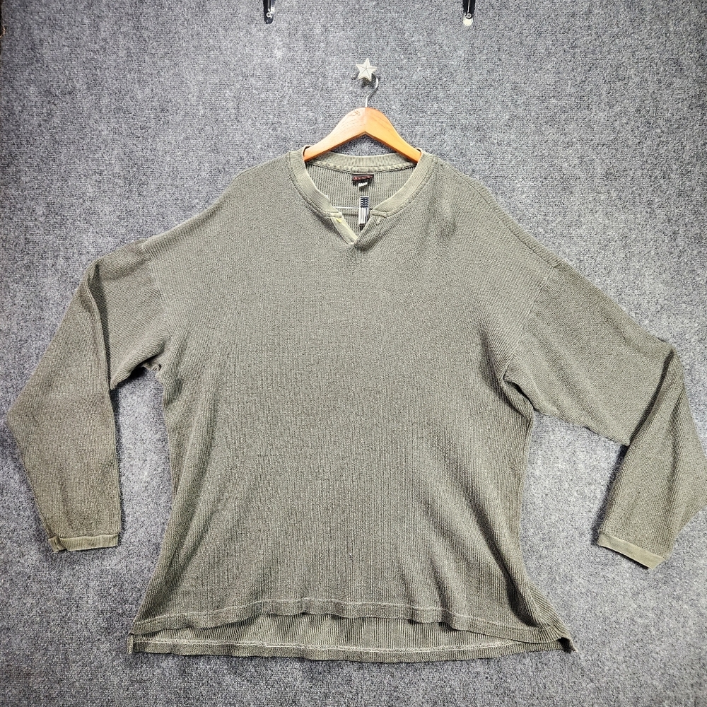 Vintage Gramicci Thermal Waffle Knit Long Sleeve Shirt Mens XL Green Made In USA